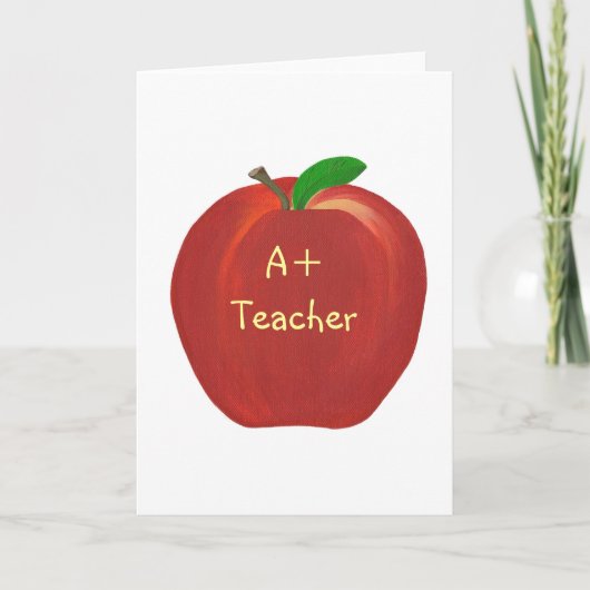 Red Apple A+ Enseignant, cartes de voeux, blanc à (Devant)