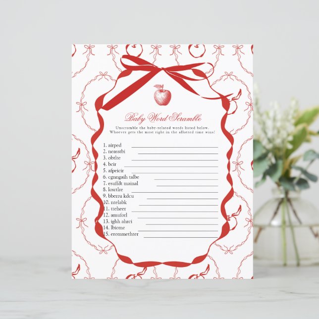 Red Apple Baby shower spel (Staand voorkant)
