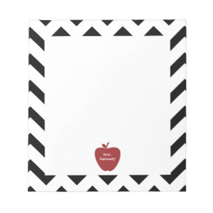 Red Apple Black Chevron Teacher Notitieblok