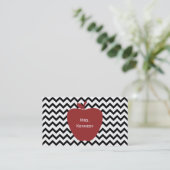 Red Apple Black Chevron Teacher Visitekaartje (Staand voorkant)
