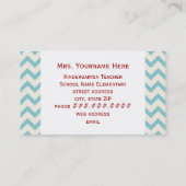 Red Apple Blue Chevron leraar Visitekaartje (Achterkant)