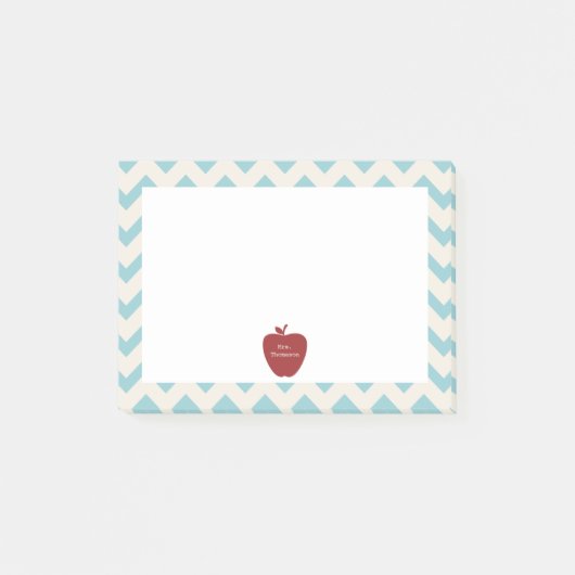 Red Apple Blue Chevron Teacher Post-it® Notes (Devant)