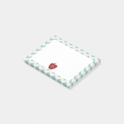 Red Apple Blue Chevron Teacher Post-it® Notes (Incliné)