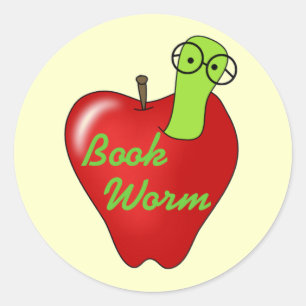 Red Apple Book Worm T-shirts en geschenken Ronde Sticker