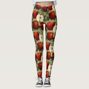Red Apple Botanical Gold Alphabet Leggings