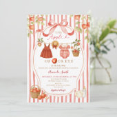 Red Apple Bow Fall Baby Shower Invitations (Debout devant)
