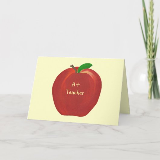 Red Apple, carte A+ Teacher, verse personnalisé (Devant)