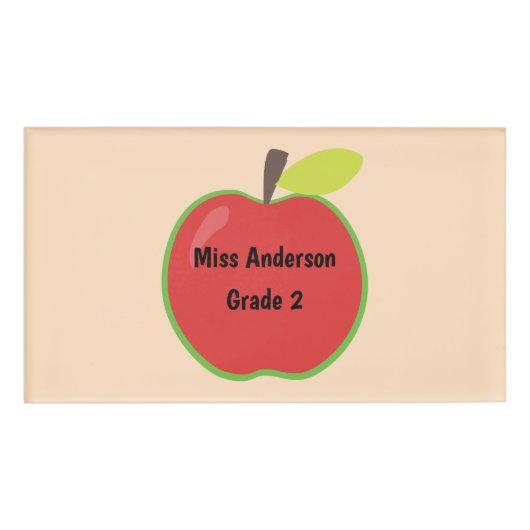 Red Apple Custom Teacher Name Grade Naambadge (Voorkant)