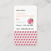 Red Apple Daisy Pattern Sub Vertical Business Card Visitekaartje (Achterkant)