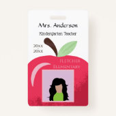 Red Apple Educator Badge d'identification photo bl (Devant)