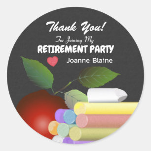 Red Apple en Chalk   Retirement leraar Ronde Sticker