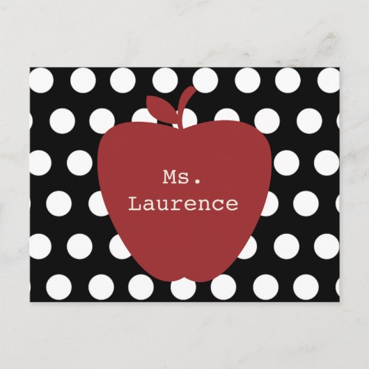 Red Apple en Polka Dot Teacher Briefkaart (Voorkant)