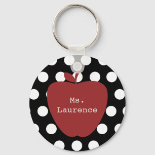 Red Apple en Polka Dot Teacher Sleutelhanger