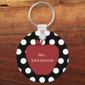 Red Apple en Polka Dot Teacher Sleutelhanger (Voorkant)