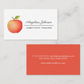 Red Apple Fruit Teacher Professional Visitekaartje (Voorkant / Achterkant)