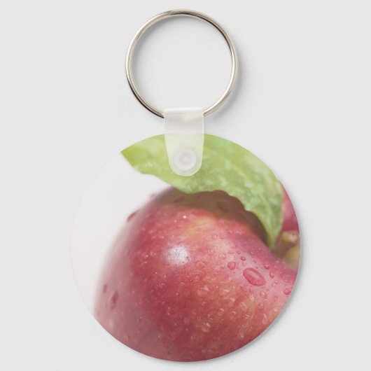 Red Apple Green Leaf Sleutelhanger (Voorkant)