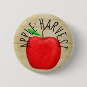 Red Apple Harvest Wooden Sign Button (Voorkant)