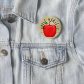 Red Apple Harvest Wooden Sign Button (In situ)
