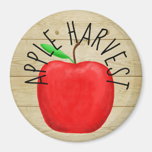 Red Apple Harvest Wooden Sign Magnet Magneet