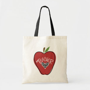 Red Apple & Heart Teacher Bag Tote Bag