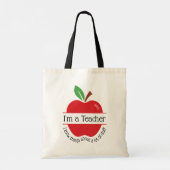 Red Apple Ik ben een leraar Ik weet dingen Tote Bag (Achterkant)