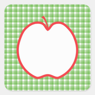 Red Apple. Met de Groene en Witte Achtergrond van  Vierkante Sticker