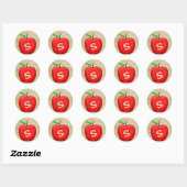 Red Apple Monogram Ronde Sticker (Vel)