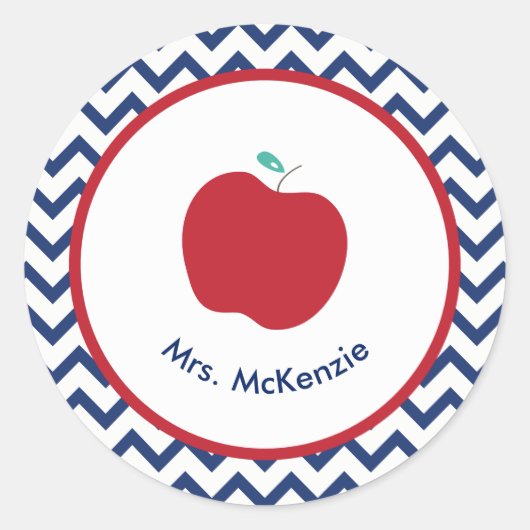 Red Apple & Navy gepersonaliseerde leraar Stickers (Voorkant)