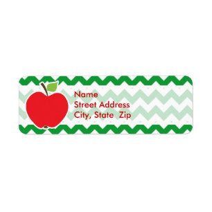 Red Apple op Retro Kelly Green Chevron Stripes Etiket