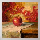 Red Apple - Painterly Style Stilleven Kunst Poster (Voorkant)