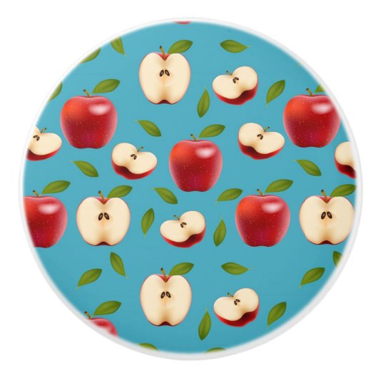 Red Apple Pattern Keramische Knop (Voorkant)
