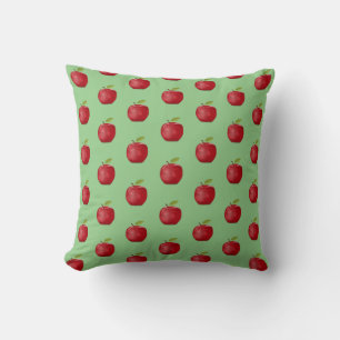 Red Apple Pattern op Light Lime Green Kussen