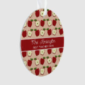 Red Apple Pattern Teacher Appreciation Foto Ornament (voorkant)