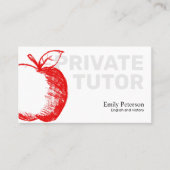 Red Apple Sketch Privéleraar Modern White Visitekaartje (Voorkant)