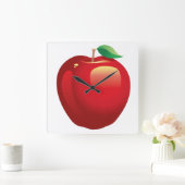 Red Apple Square Wall Clock Vierkante Klok (Huis)