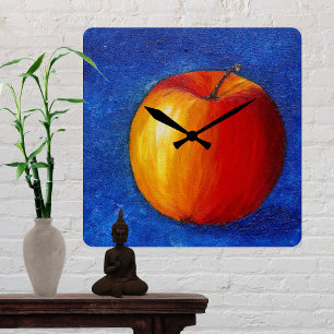 Red Apple - Still Life Painting Vierkante Klok
