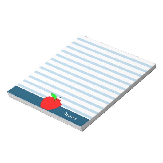 Red Apple Teacher Personalized Blue lines Notitieb Notitieblok (Gedraaid)