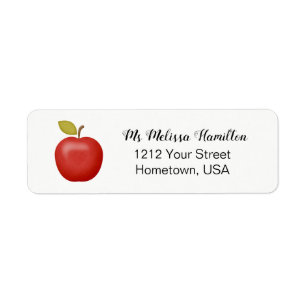 Red Apple Teacher Retouradres Label