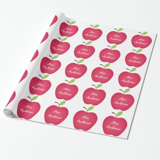 Red Apple Teacher's Gepersonaliseerd Cadeaupapier (Uitgerold)