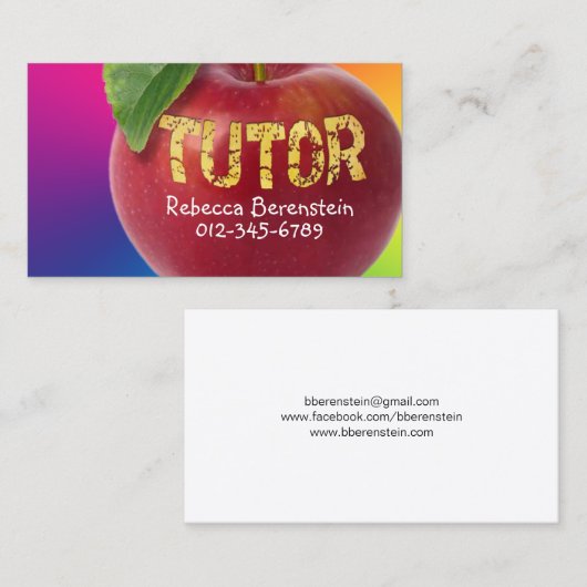 Red Apple Tutor Carte de visite rouge bleu (Devant / Derrière)
