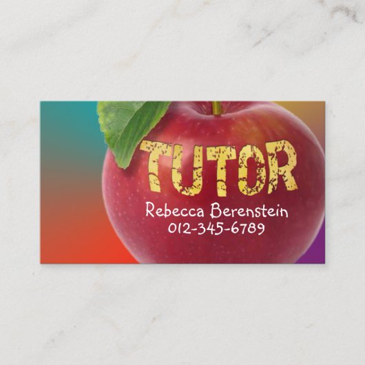 Red Apple Tutor Turquoise Orange Carte de visite (Devant)