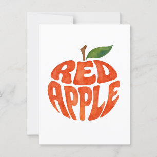 Red Apple Typography Art, Apple Briefkaart