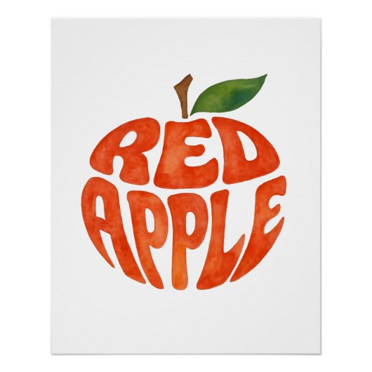 Red Apple Typography Art, Apple Perfect Poster (Voorkant)