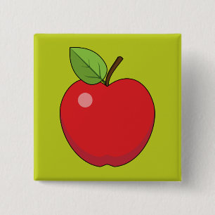 Red Apple Vierkante Button 5,1 Cm