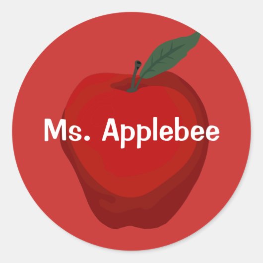 Red Apple voor Teacher Custom Name 1 1/2" Ronde Sticker (Voorkant)