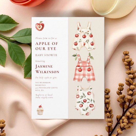 Red Apple Waterverf Baby shower Uitnodiging