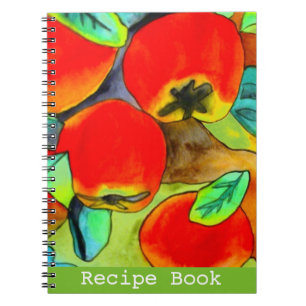 Red Apples waterverf originele kunst Recipbook boo Notitieboek
