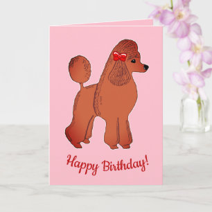Red Apricot Poodle rose Bonne carte d'anniversaire