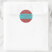 Red & Aqua Damask Stickers (Tas)