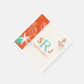 Red Aqua Ivory Nautical Beach Wedding Servetten (Hoek)